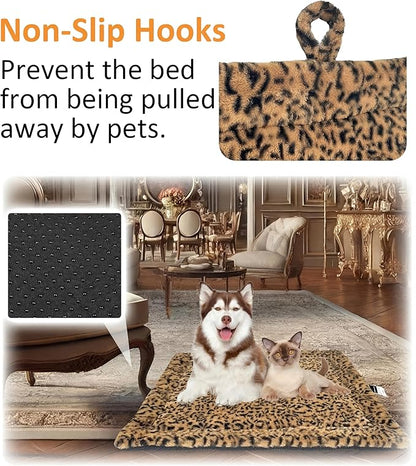 Self Warming Cat Pad for Cats and Dogs, Non Electric Thermal Pet Mat, Washable Soft Sleeping Mat with Non Slip Backing, Indoor & Sheltered Outdoor Use, 30 x 24 in, Brown/Black
