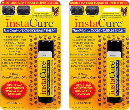Doggy Derma Balm Jumbo-Sized Skin Repair Stick w/Manuka Honey. Soothes & Heals Dog's Dry Cracked Noses, Paws, Bulldog Wrinkles 100% Natural (2-Pack)