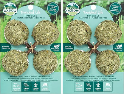 Oxbow Enriched Life Timbells, Rabbit Toys, Guinea Pig Toys, Enrichment for Bunny, Guinea Pig, Hamster, Rabbit, Chinchilla, Timothy Hay, Chinchilla Cage Accessories, Small Pet Accessories for Cage