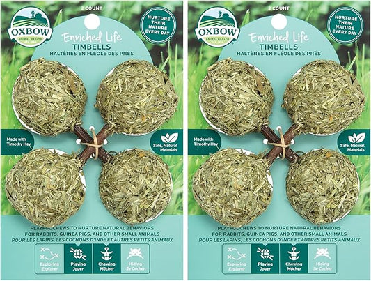 Oxbow Enriched Life Timbells, Rabbit Toys, Guinea Pig Toys, Enrichment for Bunny, Guinea Pig, Hamster, Rabbit, Chinchilla, Timothy Hay, Chinchilla Cage Accessories, Small Pet Accessories for Cage