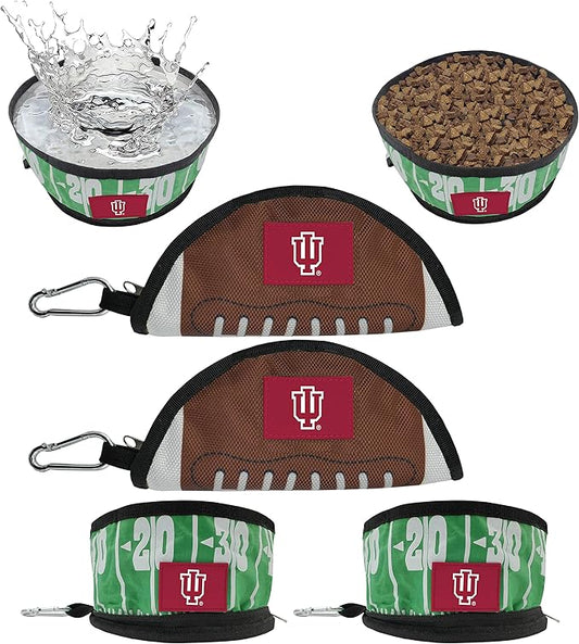 Pets First NCAA Indiana Hoosiers Collapsible Dog Travel Bowl Set, 2 Pack Food & Water Bowls for Dogs, Best Portable & Lightweight Leak-Proof Dog Bowls for Travel