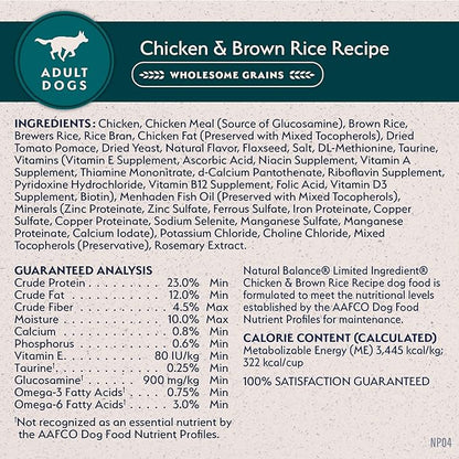 Natural Balance Limited Ingredient Adult Dry Dog Food with Healthy Grains, Chicken & Brown Rice Recipe, 4 Pound (Pack of 1)