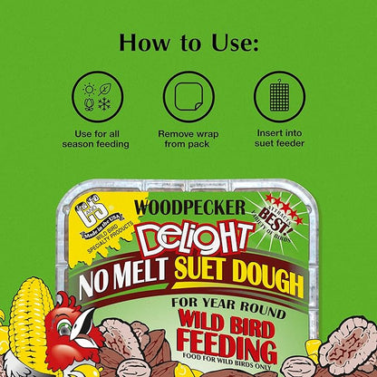 C&S Woodpecker Delight No Melt Suet Dough, Suet Cakes for Wild Birds Including Woodpeckers, Flickers and More, 11.75 Ounces, Pack of 8