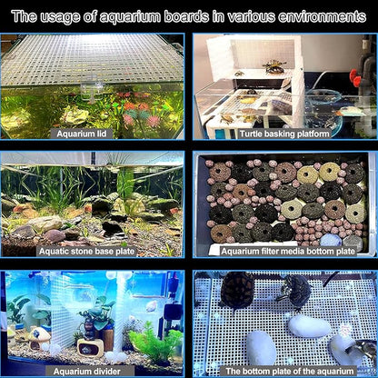 Adjustable Aquarium Fish Tank Divider Filter Bottom Plastic Grid Fish Tank Isolation Board Egg Crate Tray(White, 4pcs 11.8X11.8Inch with 0.35Inch Hole)