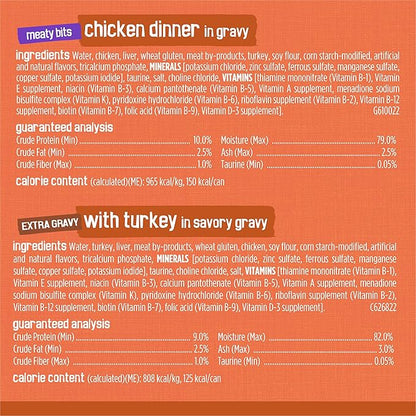 Purina Friskies Wet Cat Food Gravy, TurChicken Extra Gravy Chunky, Meaty Bits and Prime Filets - 5.5 oz. Cans (Pack of 80)