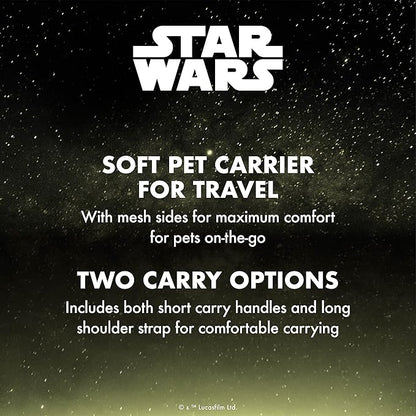 Star Wars for Pets The Mandalorian Soft Pet Carrier “Wherever I go, he goes” Gray & Brown | for Pets 15 x 9 x 9 Dog Travel Bag| Luggage Carrier for Dogs, Fits Under Plane Seat (FF19733)