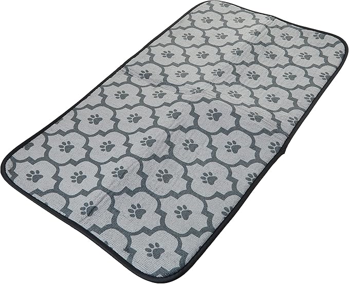 Bone Dry Machine Washable, Ultra Absorbent Pet Mat, Large, 14 x 24, Gray Lattice