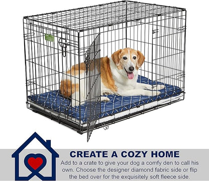 MidWest Homes for Pets Quiet Time Couture Paxton Dog Bed, Blue & Fleece with Removable Pillow Cover, Blue, 24"