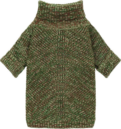 Fitwarm Knitted Turtleneck Dog Sweater, Thermal Dog Winter Clothes for Small Dogs Boy Girl, Holiday Pet Outfit, Heather Green, XS