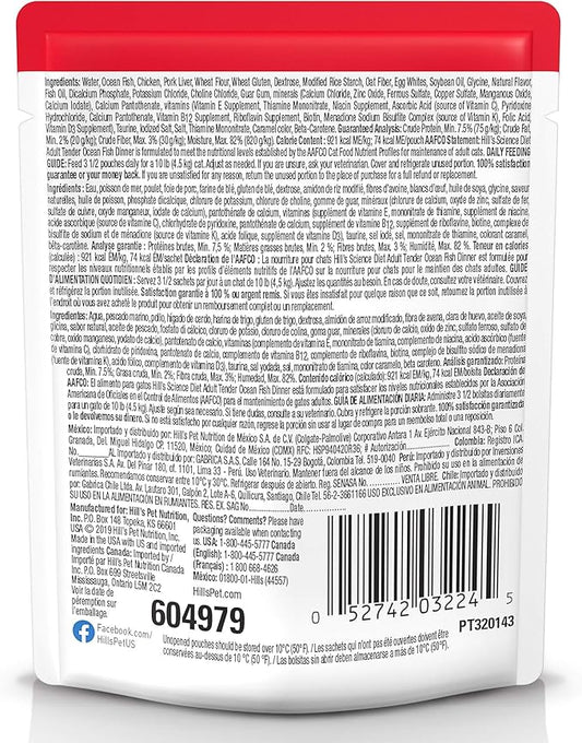 Hill's Science Diet Adult 1-6 Wet Cat Food, Ocean Fish, 2.8 oz. Pouches, 24-Pack