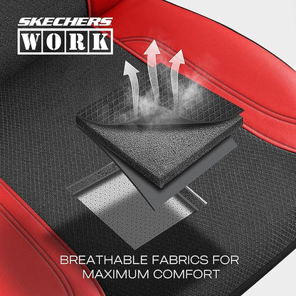 Skechers Car Seat Covers, Work Leather Seat Covers 5-Times Stronger Built-in Webbing, Oxford Fabric Seat Cover Full Sets, Airbag Compatible, Automotive Comfort for Cars, Trucks, SUVs,Red
