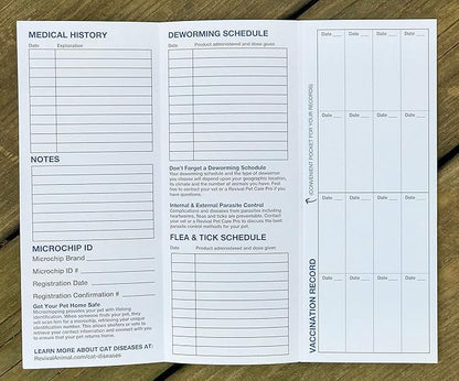 Revival Animal Health, Cat Health Record Booklets, Track Vaccinations, Exams, Deworming & Treatments – Veterinary Record Keeper, Customizable & Compact Format for Pet Owners, Shelters & Vets, 25 Pack