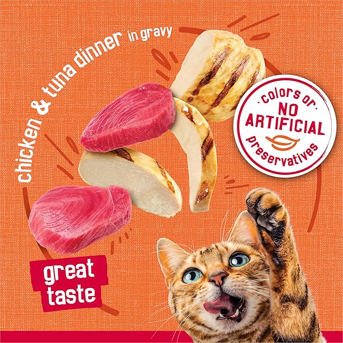 Friskies Purina Prime Filets Chicken and Tuna Dinner in Wet Cat Food Gravy - (Pack of 48) 5.5 oz. Cans
