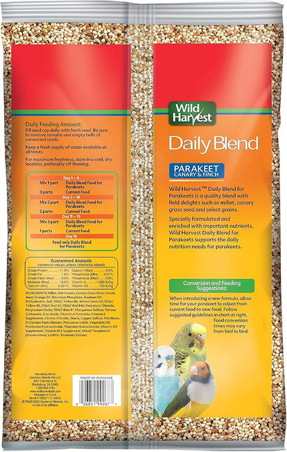 Wild Harvest Daily Blend Nutrition Diet for Parakeet, Canary and Finch 10 Pounds, Orange flavour