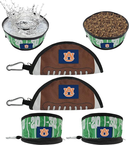 Pets First NCAA Auburn Tigers Collapsible Dog Travel Bowl Set, 2 Pack Food & Water Bowls for Dogs, Best Portable & Lightweight Leak-Proof Dog Bowls for Travel