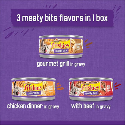 Purina Friskies Gravy Wet Cat Food Variety Pack, Meaty Bits - (Pack of 24) 5.5 oz. Cans