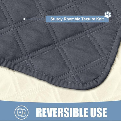 Smiry Waterproof Dog Bed Cover Pet Blanket, Soft Washable Dog Blanket for Furniture Bed Couch Sofa Reversible, Checkered (40"x90", Dark Grey/Beige)