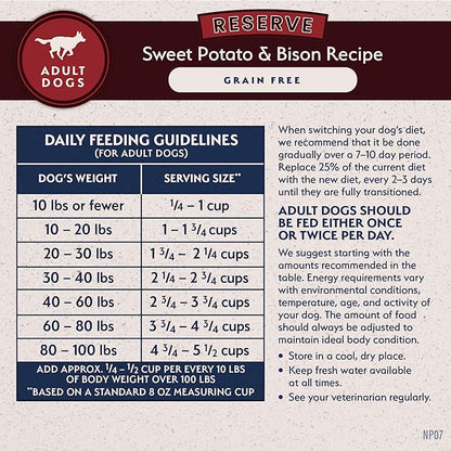 Natural Balance Limited Ingredient Adult Grain-Free Dry Dog Food, Reserve Sweet Potato & Bison Recipe, 22 Pound (Pack of 1)