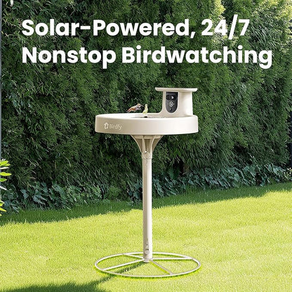 Birdfy Smart Bird Bath with Camera Solar Powered & Solar Fountain & Stand, Dual-Lens Camera for Bird Watching in Phone, Auto Capture Bird Videos, Ideal Present for Bird Lover (AI by Subscription)