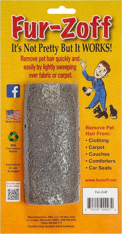 Fur-Zoff Pet Hair Removal Tool for Carpet, Car, Rugs, Bedding, Clothing, Cat and Dog hair removal, Automotive Interior Detailing,gray
