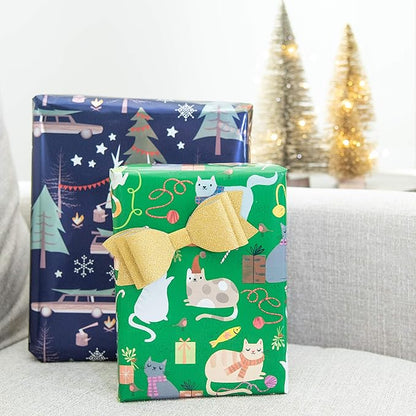 Papyrus Christmas Wrapping Paper Rolls, Playful Cats, Cars and Trees (2 Rolls, 45 sq. ft.)