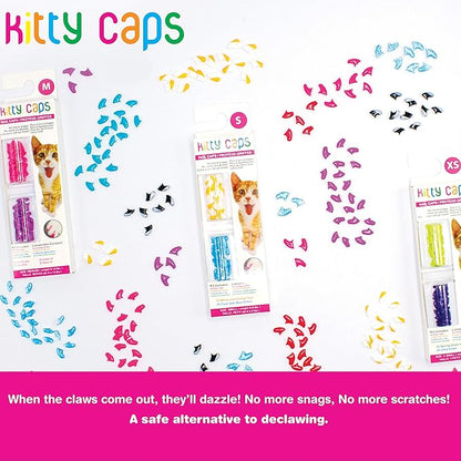 Kitty Caps Nail Caps for Cats | Safe, Stylish & Humane Alternative to Declawing | Covers Cat Claws, Stops Snags and Scratches, Small (6-8 lbs), Hot Purple & Hot Pink (Pack of 1)