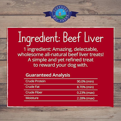 Shepherd Boy Farms Freeze Dried Dog and Cat Treats, Beef Liver, All Natural Single Ingredient Freeze-Dried Dog Treat & Snacks, Made in USA, High Protein, Essential Nutrition of Raw Food, 3oz