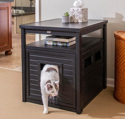 New Age Pet ECOFLEX Litter Loo Standard & Jumbo Sizes, 4 Colors, Moisture and Odor Resistant Enclosure & End Table, No‑Tools Assembly, 10 Year Warranty, Espresso Black, Jumbo