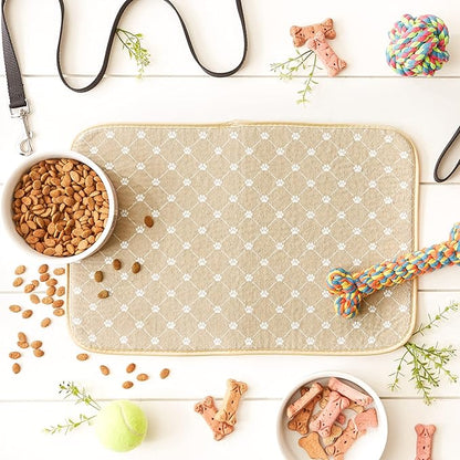 Bone Dry Machine Washable, Ultra Absorbent Pet Mat, 12x18, Taupe Trellis Print