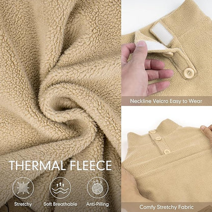 cyeollo Small Dog Pajamas, Fleece Dog Pjs Thermal Doggie Onesie Soft Stretchy Sweaters for Small Dogs Winter Doggy Coat Pet Jammies Clothes for Puppy Dogs Female & Male, Beige M