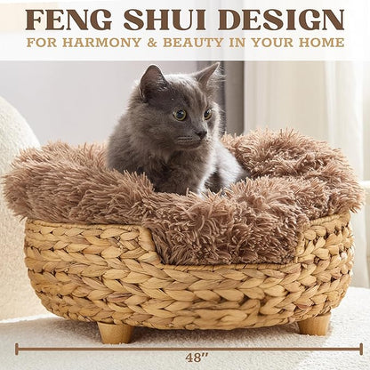 Cat Luxury Large Cat Bed for Indoor Cats, Plush Furniture for Comfort and Relaxation, Soft Covered Nest for Large Cats, Washable Warm Design with Modern Zen Style