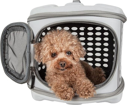 Pet Life ® Circular Shelled Military-Grade Lightweight Collapsable Travel Airline Approved Cat and Dog Carrier or Pet Kennel with Shoulder Straps