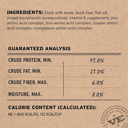 Vital Essentials Freeze Dried Dog Food, Raw Duck Soft Nibs | Complete Meal or Topper | 99% Duck, Organs & Bone | Limited Ingredient, High Protein, Grain Free Dry Dog Food | 14 oz Bag