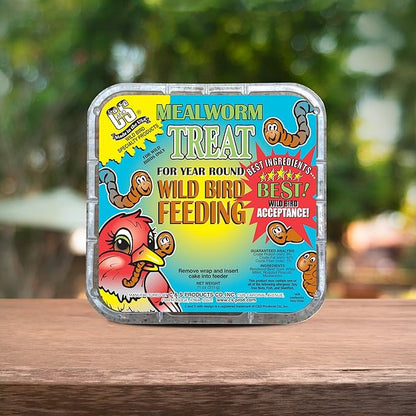 C&S Mealworm Suet Treat, Suet Cakes for Wild Birds, 11 Ounces