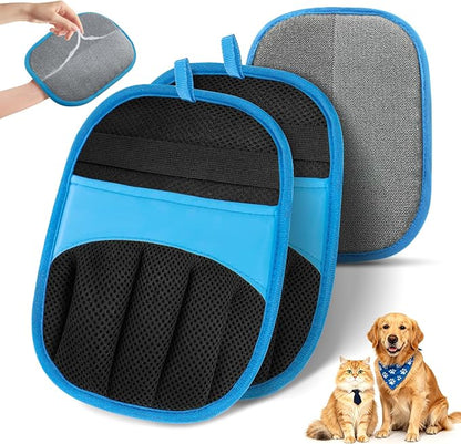2 Pack Pet Hair Remover Glove for Cats & Dogs, Couch, Carpet, Car Seats | Washable Static 5-finger Mitt, Dog and Cat Hair Remover for Couch, Carpet, Furniture, Car Seats, Rugs and Pet Beds