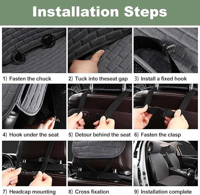 VarCozy Linen Car Seat Covers, Breathable Front Pair Seat Covers for Cars with Non-Slip Protector for All Seasons, Universal Front Seat Covers for Cars, SUVs, Trucks