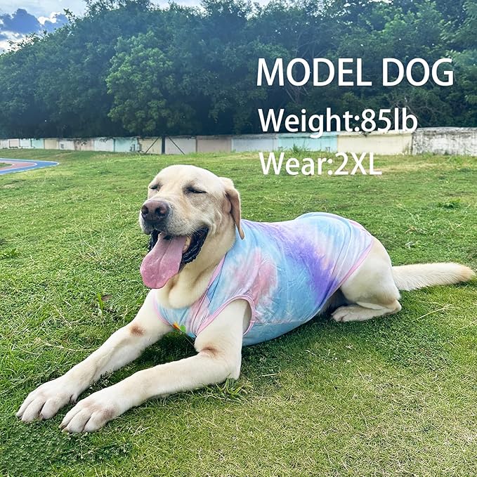 Dog Vest Summer Shirt Tie Dye Clothes Cool Breathable Cotton T-Shirt Large Dogs Boys Girls Shirt L