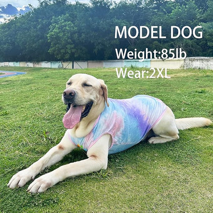 Dog Vest Summer Shirt Tie Dye Clothes Cool Breathable Cotton T-Shirt Large Dogs Boys Girls Shirt L