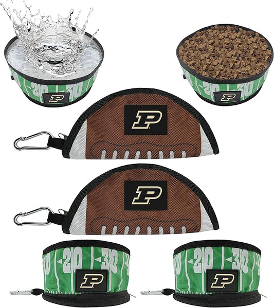 Pets First NCAA Purdue Boilermakers Collapsible Dog Travel Bowl Set, 2 Pack Food & Water Bowls for Dogs, Best Portable & Lightweight Leak-Proof Dog Bowls for Travel