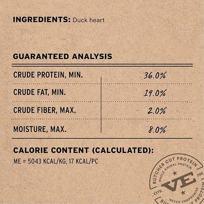 Vital Essentials Freeze Dried Raw Duck Hearts Dog Treats | Single Ingredient | Premium Quality | Grain Free Treats for Dogs, 10 oz Bag
