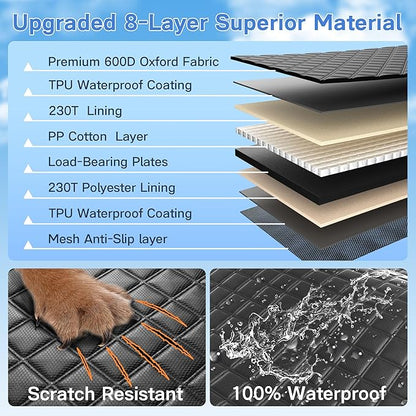 Dog Car Seat Cover for Back Seat, Hard Bottom Car Seat Cover for Dogs with Door Protectors for Traveling and Camping with Pets, Waterproof and Scratch-Resistant, Suitable for Cars