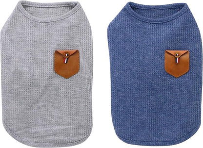 YAODHAOD 100% Cotton Dog Summer Lightweight Pets Soft Breathable Stretchy Cats & Dogs Tee Shirt - Minimalist Tank Top Sleeveless Vest - Medium/Small Dog Clothes (2pack) (L)