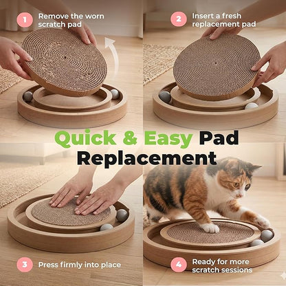 Best Pet Supplies Catify Cat Scratcher, Fun Interactive Scratchers, Posts, Poles, Claw Safe, Furniture Saver Indoor Play Support Natural Cat Behaviors Heavy Duty - 3 Pack Round, 10 x 10