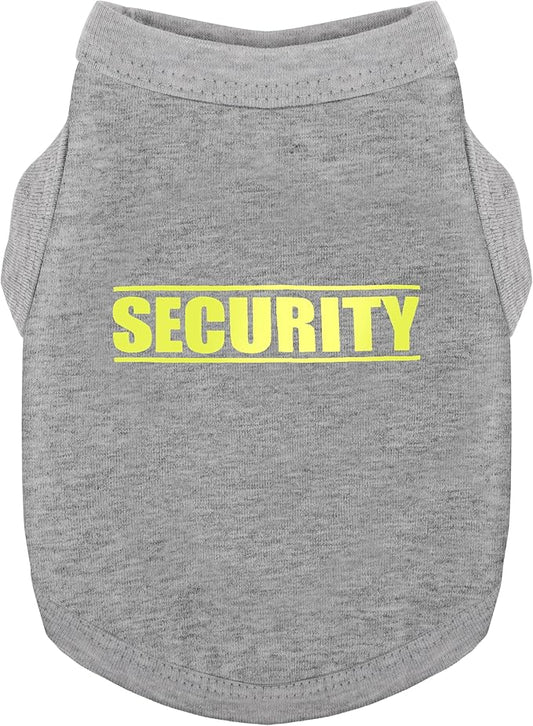Discover Cozy Cotton Canine Wear: Soft, Lightweight, and Breathable Dog Shirt Vest with Eye-Catching Graphics(Security), Keeping Your Furry Friend Warm and Comfy! Grey XS