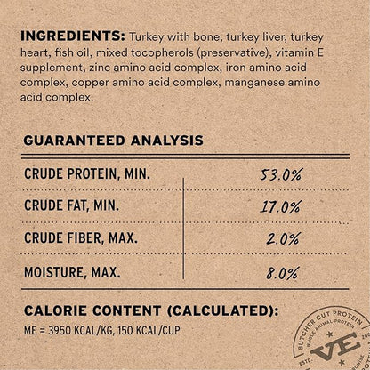 Vital Essentials Freeze Dried Cat Food, Raw Turkey Soft Nibs | Complete Meal or Topper | 99% Turkey, Organs & Bone | Limited Ingredient, High Protein, Grain Free Dry Cat Food | 12 oz Bag