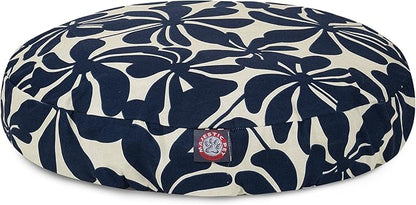 Navy Blue Plantation Large Round Indoor Outdoor Pet Dog Bed With Removable Washable Cover By Majestic Pet Products