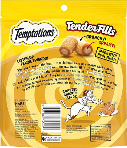 Temptations Tender Fills Crunchy and Soft Adult Cat Treats,Roasted Chicken Flavor,11.6 oz. Pouch,(Pack of 2)