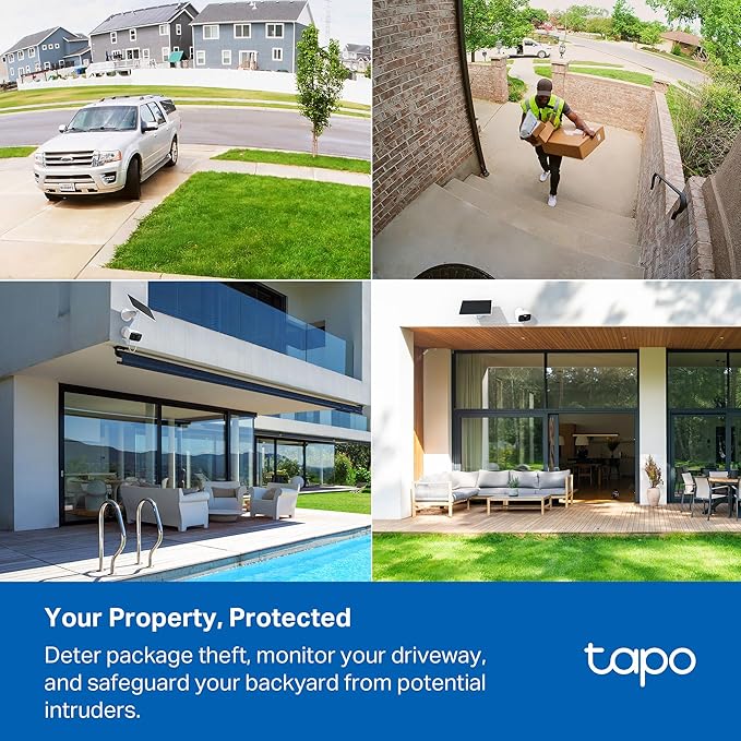 Tapo TP-Link C400 KIT Outdoor Battery Camera w/Solar Panel Base, Wireless, 1080P, Free Person/Vehicle Detection, SD/Cloud Storage, Color Night Vision, No Hub Needed, Works w/Alexa