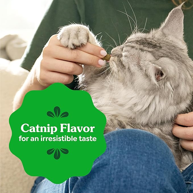 Greenies Cat Treats, Feline Veterinarian-Recommended Adult Natural Dental Treats, Catnip Flavor, 21 oz. Tub