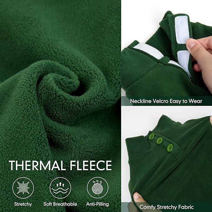 cyeollo Dog Pajamas Large, Stretchable Fleece Pet Onesie Coat for Small Dogs Pjs Warm Doggie Jumpsuit Soft Cold Weather Dog Clothes Outfits, Green L